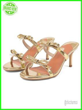 Bow Kitten Heels, Strappy Sandals, 2.9 Inch Heel, Open Toe Mules, Dressy Prom